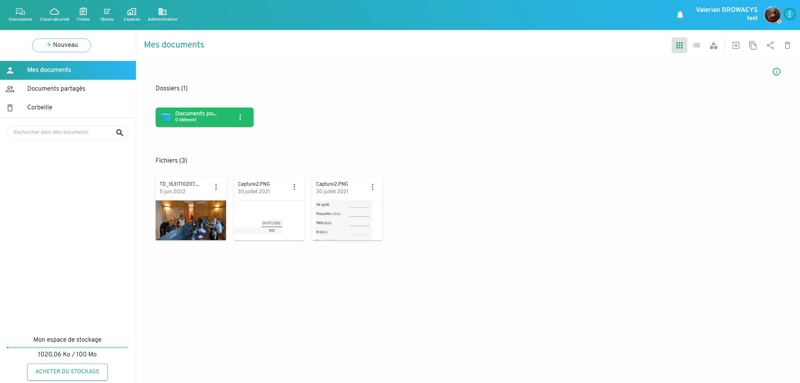 Espace cloud de Team'Doc