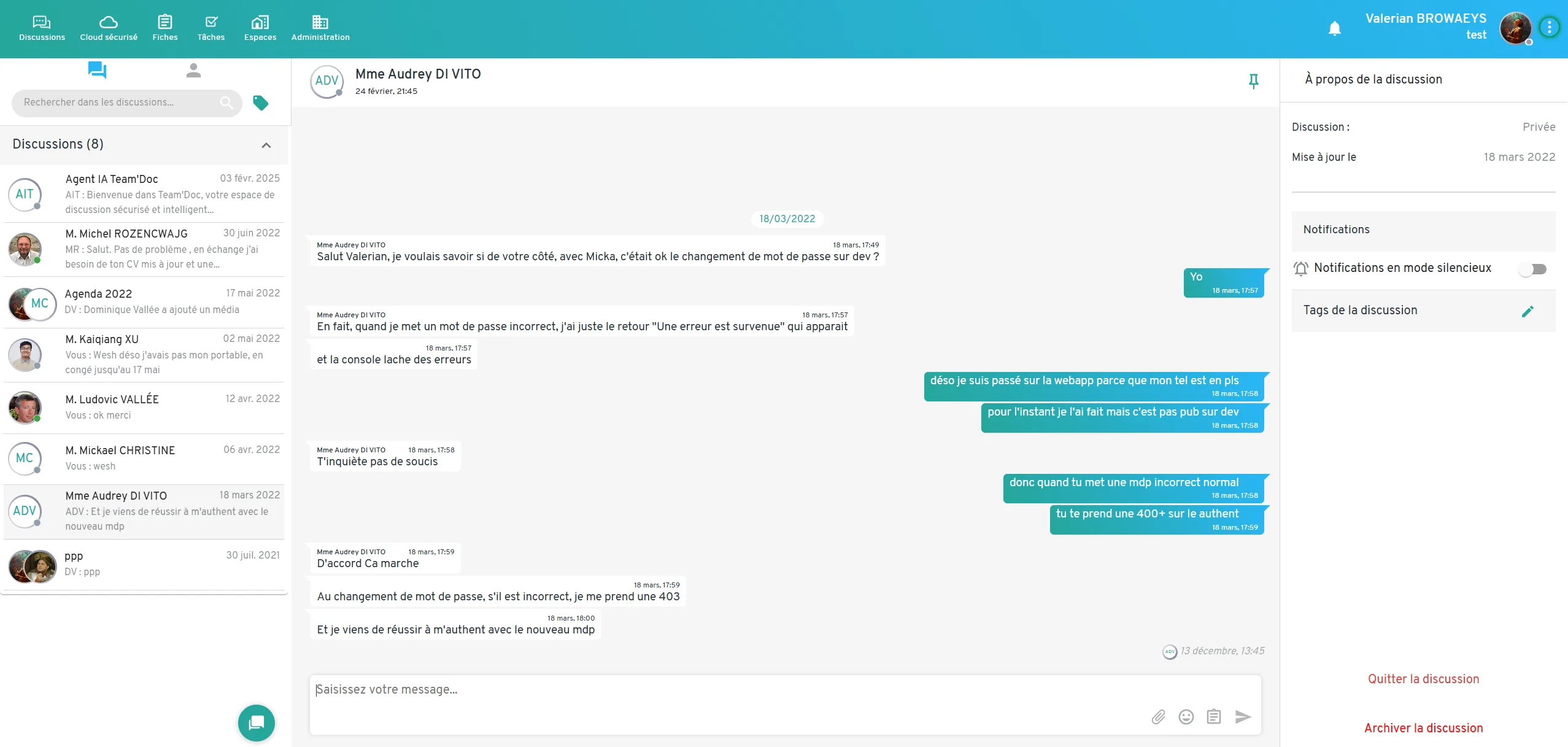 Messagerie de Team'Doc