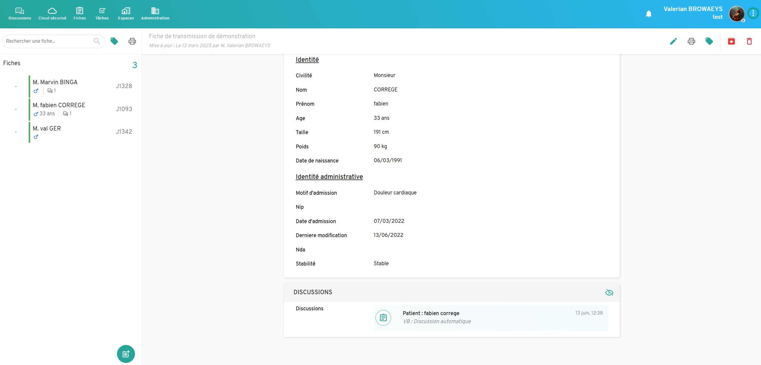 Fiches de transmission de Team'Doc